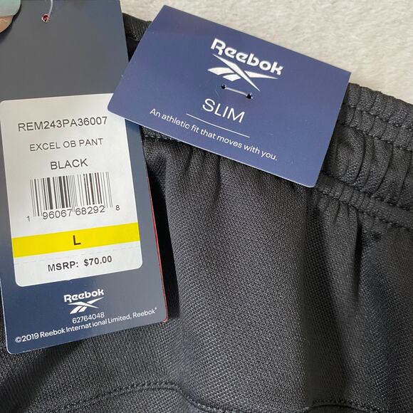 Reebok Excel OB Slim Jogger Pants Men Size L Black Piped Athletic Sweatpants NWT - Picture 5 of 10
